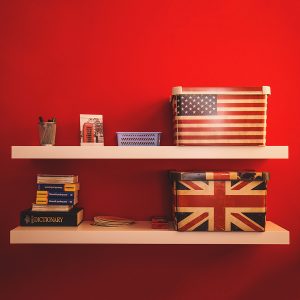 boxes british flag american flag